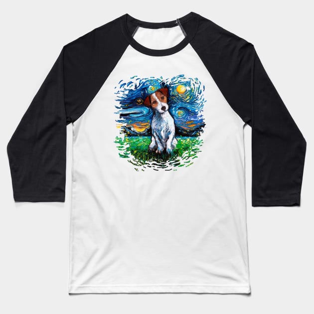 Jack Russell Terrier Night Baseball T-Shirt by sagittariusgallery